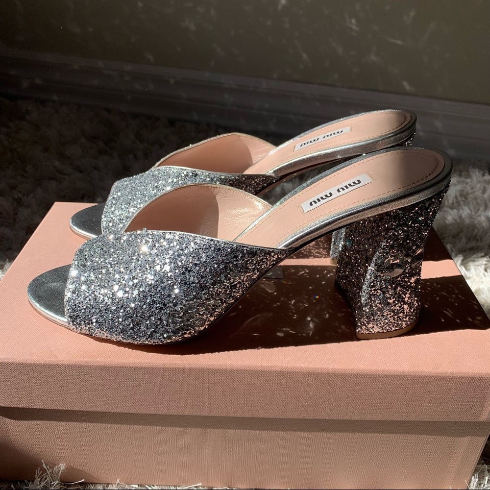 Miu Miu Glitter Mules
